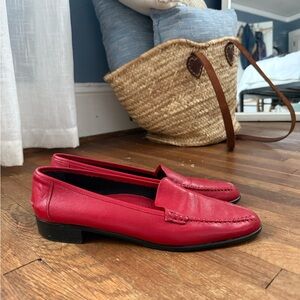 Amalfi Italy Red Leather Loafers 9 AAAA